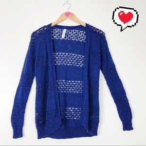 Cherokee Crochet Blue Cardigan Size L (10-12) D138